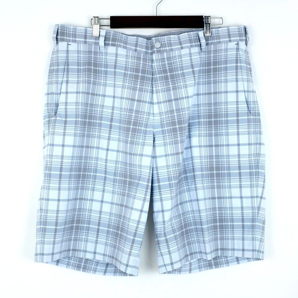 Nike Golf Dri-Fit Shorts White Gray Plaid Size 38W